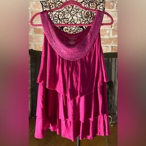 Lane Bryant Beaded Fuchsia Top